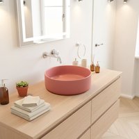 Ceramia PixL 36 x 36 x 13,5 cm Aufsatzwaschbecken Infinitio, ohne Überlauf, mattes Rosa (CEPX3636PM) von CERAMIA