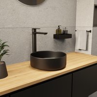 Ceramia PixL 36 x 36 x 13,5 cm Aufsatzwaschbecken Infinitio, ohne Überlauf, mattes Schwarz (CEPX3636BKM) von CERAMIA