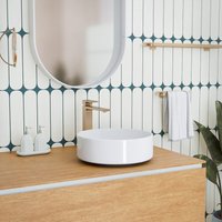 Ceramia PixL 36 x 36 x 13,5 cm Aufsatzwaschbecken Infinitio, ohne Überlauf, mattes Weiß (CEPX3636WM) von CERAMIA