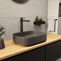 Ceramia PixL 49,5 x 37 x 13,5 cm Aufsatzwaschbecken Infinitio, ohne Überlauf, mattes Grau (CEPX4937GRM) von CERAMIA