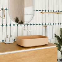 Ceramia PixL 49,5 x 37 x 13,5 cm Aufsatzwaschbecken Infinitio, ohne Überlauf, mattes Mokka (CEPX4937MOM) von CERAMIA