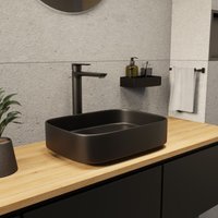 Ceramia PixL 49,5 x 37 x 13,5 cm Aufsatzwaschbecken Infinitio, ohne Überlauf, mattes Schwarz (CEPX4937BKM) von CERAMIA