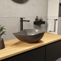 Ceramia PixL 50,5 x 38 x 18 cm Aufsatzwaschbecken Infinitio, ohne Überlauf, mattes Grau (CEPX5038GRM) von CERAMIA