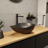 Ceramia PixL 50,5 x 38 x 18 cm Aufsatzwaschbecken Infinitio, ohne Überlauf, mattes Schwarz (CEPX5038BKM) von CERAMIA