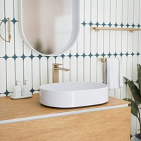 Ceramia PixL 50 x 37 x 13,5 cm Aufsatzwaschbecken Infinitio, ohne Überlauf, glänzend Weiß (CEPX5037) von CERAMIA