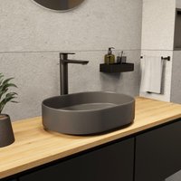 Ceramia PixL 50 x 37 x 13,5 cm Aufsatzwaschbecken Infinitio, ohne Überlauf, mattes Grau (CEPX5037GRM) von CERAMIA