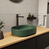 Ceramia PixL 50 x 37 x 13,5 cm Aufsatzwaschbecken Infinitio, ohne Überlauf, mattes Grün (CEPX5037GEM) von CERAMIA