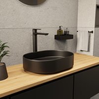 Ceramia PixL 50 x 37 x 13,5 cm Aufsatzwaschbecken Infinitio, ohne Überlauf, mattes Schwarz (CEPX5037BKM) von CERAMIA