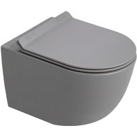 Ceramia PixL WC Hängetoilette Keramik ohne Spülrand Tornado Quiet, Grau Matt, unsichtbare Befestigung + SoftClose-Sitz von CERAMIA