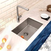 Ceramia Timeless Unterbauspüle Edelstahl 304, 1 Becken, 55x45x21 cm, Gun Metal gebürstet PVD von CERAMIA