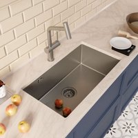 Ceramia Unterbau-Spüle 68x45 cm + Armatur mit Brause, Edelstahl, Gun Metal gebürstet von CERAMIA