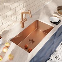 Ceramia Unterbau-Spüle 68x45 cm + Armatur mit Brause, Edelstahl, Kupfer gebürstet von CERAMIA