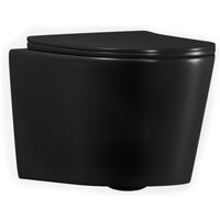 Tornado Rimless Wand-WC 53,5 cm ohne Flansch mit SoftClose-Sitz, Tornado Flush-Effekt, mattschwarz (CE142010RTORPBKM) - Ceramia von CERAMIA