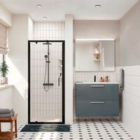 Zenith Duschabtrennung 90x195cm schwenkbar Antikalk mit Profilen Mattschwarz (CERAHZ90B) - Ceramia von CERAMIA