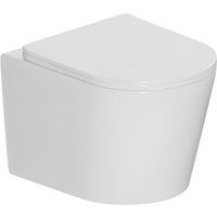 Tornado Rimless Wand-WC 53,5 cm ohne Flansch mit SoftClose-Sitz, Tornado Flush-Effekt, weiß glänzend (CE142010RTORP) - Ceramia von CERAMIA