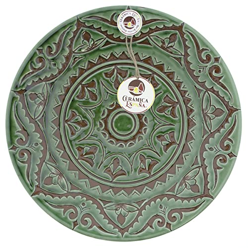 CERÁMICA ESPAÑA | Dekorativer Teller zum Aufhängen an der Wand | Wandteller | Wandteller | Keramikteller | Modell D09 | 100% handgefertigte Dekoration | 30x30x3.5 cm von CERÁMICA ESPAÑA