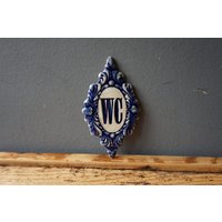 Vintage Stil Royal Kobalt Blau Wc Türschild - Keramik Badezimmer Dekor von CERAMICSbyVITA