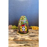 Einzigartige Keramik Grüne Fee Haus Kerze.handgemachte Teelicht Kerzenhalter.home, Tischdekoration.original Einzigartiges Geschenk von CERAMICdesignSHOP