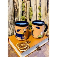 Handgefertigte Tasse 3D Hund Tier Kreative Handbemalte Cartoon Wassertasse Becher Kaffee Frühstück Paar Keramiktasse, Teetasse Hundedesign von CERAMICdesignSHOP