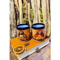 Handgemachte Tasse 3D Eule Tier Kreativ Handbemalt Cartoon Wassertasse Kaffee Frühstück Paar Handbemalt Keramik Becher, Teebecher Geschenk Kinder von CERAMICdesignSHOP