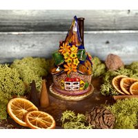 Hausduft Räucherstäbchenhalter.handmade Keramikhaus Mit Blumen Weihrauchkegelbrenner Geschenk.handmade.table Dekor Für Weihnachten von CERAMICdesignSHOP