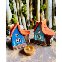 Miniatur Keramik Haus. Teelichter Kerzenhalter. Home Dekoration.original Geschenk.handgemachte Keramik.tischdekor, Innendekoration, Home Design von CERAMICdesignSHOP