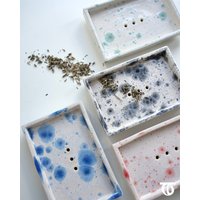 12x8cm Eckige Seifenschale Mit Rand Und 3 Ablauflöchern "Marie" Aus Keramik von CERAPHIE