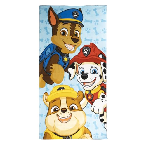 CERDÁ LIFE'S LITTLE MOMENTS Paw Patrol Kinderhandtuch, Blau, 70 x 140 cm, aus 100% Polyester, 250 g/m², kleines Handtuch, Bedruckt von Chase, Marshall und Rubble, Original Design in Spanien von CERDÁ LIFE'S LITTLE MOMENTS