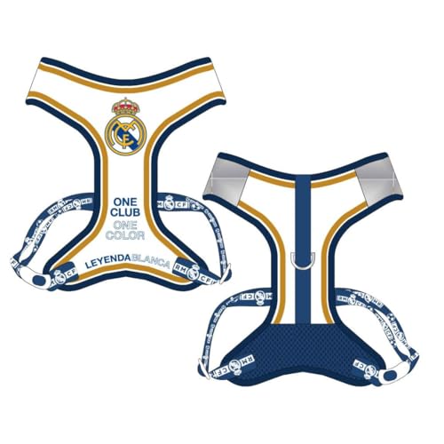 Hundegeschirr von Real Madrid, Größe XS, offizielles Schilddesign, sicherer Sitz – Hundegeschirr von Real Madrid. Robustes und bequemes Accessoire für mittelgroße Hunde, totale Kontrolle von CERDÁ LIFE'S LITTLE MOMENTS