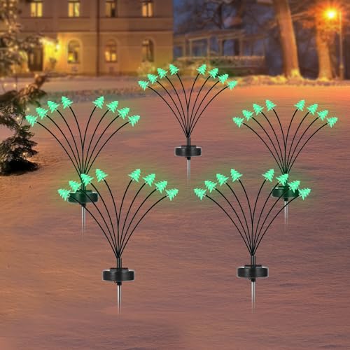 Glühwürmchen Leuchte Solar, Weihnachtsdeko Aussen Solar Tannenbaum, Solar Garten Baum Lichter Firefly,Solarlampen Pathway Lichts(2 Stück) von CERIAL