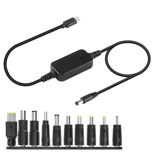 CERRXIAN 1,6 Fuß USB-C-zu-DC-PD-Adapterkabel mit 10 Verbindungsspitzen, Typ-C-zu-DC-Stromkabelausgang, einstellbare Spannung 5V-9V-12V-15V-20V PD-Schnellladekabel von CERRXIAN