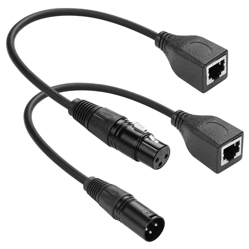 CERRXIAN 1 Paar 3PIN XLR auf RJ45 Adapterkabel, XLR Stecker und XLR Buchse auf RJ45 Buchse DMX512 Kabel, RJ45 auf XLR DMX Kabel für DMX-CON Controller Serie, Bühne und Aufnahmestudio-1FT von CERRXIAN