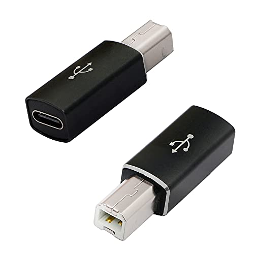 CERRXIAN 2 x USB-C-zu-USB-B-Midi-Adapter, Typ-C-Buchse auf USB-2.0-Drucker-Stecker,Aluminiumgehäuse, Konverter für Typ-C-Geräte oder Laptops, die an E-Pianos, Drucker usw. angeschlossen sind von CERRXIAN