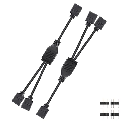 CERRXIAN 2PCS 5V 3PIN ARGB-Splitterkabel, 1-zu-2 5V 3-Pin Adressierbar Mit Männlichen Pins, 1 Buchse Auf 2 Buchsen 3PIN HUB-Verlängerungssteckerkabel für LED-Streifen, Lüfter (1 to 2F) von CERRXIAN