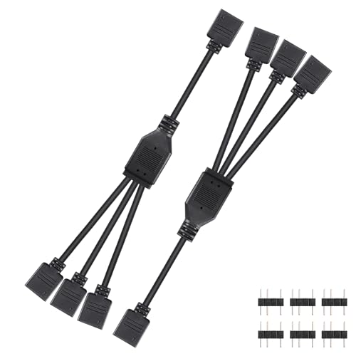 CERRXIAN 2PCS 5V 3PIN ARGB-Splitterkabel, 1-zu-3 5V 3-Pin adressierbar mit männlichen Pins, 1 Buchse auf 3 Buchsen 3PIN HUB-Verlängerungssteckerkabel für ARGB-LED-Streifen, ARGB-Lüfter usw (1 to 3F) von CERRXIAN