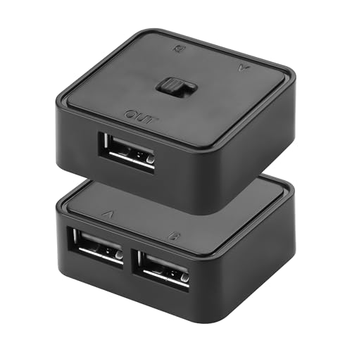 CERRXIAN 2PCS USB 2.0 Switch 1 in 2 Out,Bi-Directional USB Switch 2 Computer teilen Sich 1 Gerät für Drucker,Scanner,Tastatur von CERRXIAN