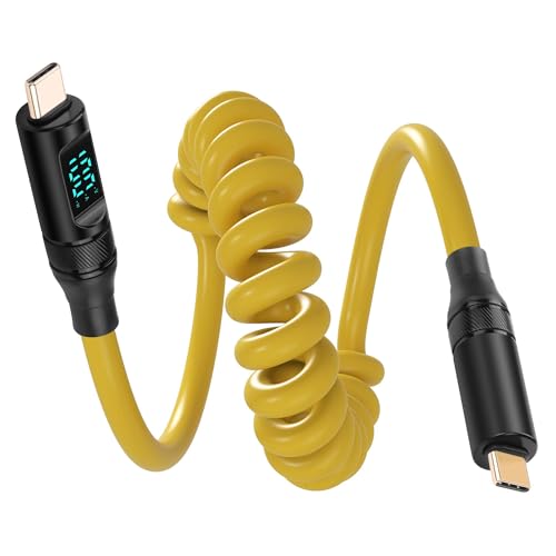 CERRXIAN 3,3 Fuß USB-C-Spiralkabel mit heller LED-Anzeige, 100 W 20 Gbit/s Datenübertragung 8K PD 3.1 Typ C USB C Schnelldaten-Ladekabel CERRXIAN 3,3 Fuß USB-C-Spiralkabel mit heller LED-Anzeige, 100 W 20 Gbit/s Datenübertragung 8K PD 3.1 Typ C USB C Schnelldaten-Ladekabel von CERRXIAN