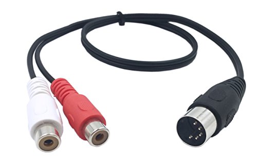 CERRXIAN 5 Pin DIN MIDI Kabel, 5 Pin Stecker Auf 2 Cinch Stecker Professionelles Audio Kabel Für Bang & Olufsen, Naim, Quad Stereo Systeme (DIN MALE-0.5m) von CERRXIAN