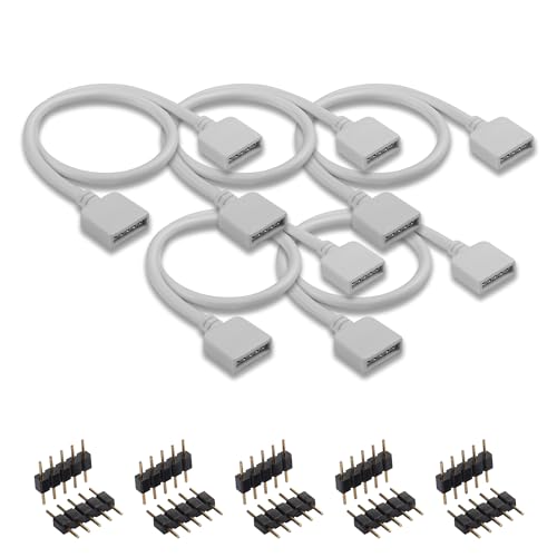 CERRXIAN 5 Stück 5-poliges RGBW-LED-Verlängerungskabel, LED-Streifen-Anschluss, Konvertierungskabel mit Vollkupfer-RGBW-Drähten, RGB-LED-Verlängerungskabel, 25 cm von CERRXIAN