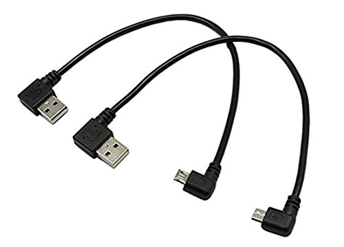 CERRXIAN 9 Zoll Micro USB Kabel Combo Links und Rechtwinklig Micro USB 5 Pin Stecker auf USB 2.0 Typ A Links Winkel Männlichen Daten Sync und Ladekabel (1 Paar) von CERRXIAN