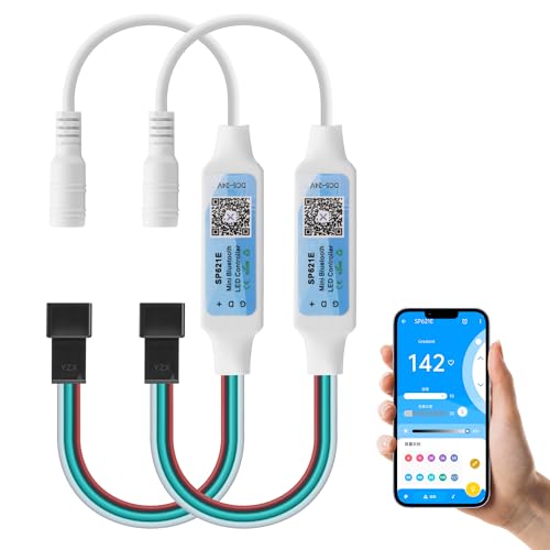CERRXIAN DC5521 5–24 V Mini-RGB-Bluetooth-Controller, DC 5 V, Bluetooth-LED-Licht-Controller, WS2811 WS2812B Pixel, Traumfarbe, LED-Streifen, 2 Stück CERRXIAN DC5521 5–24 V Mini-RGB-Bluetooth-Controller, DC 5 V, Bluetooth-LED-Licht-Controller, WS2811 WS2812B Pixel, Traumfarbe, LED-Streifen, 2 Stück von CERRXIAN