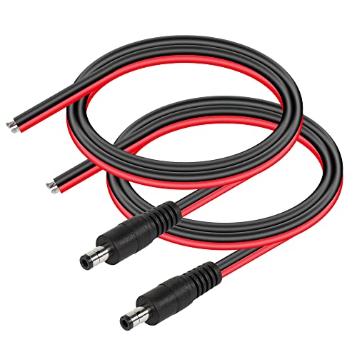 CERRXIAN DC5525 Power Pigtails Kabel, 1.6 FT 14AWG 5.5mm x 2.5 mm DC Male Bare Wire Open End Power Wire, DC Supply Repair Kabel für CCTV Sicherheitskamera LED Strip Light Etc-2 Pcs(1.6FT 5525 Male) von CERRXIAN