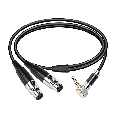 CERRXIAN Dual Mini XLR auf 3,5 mm Stereo-Mikrofonkabel, 90 Grad 3,5 mm 1/8 Zoll TRS-Stecker auf 2 Mini XLR-Buchsen Y-Splitterkabel, für die Audiokonvertierung von Kameras und anderen Geräten-FF1.6FT von CERRXIAN