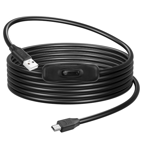CERRXIAN USB-A-auf-Mini-USB-Kabel mit Ein-/Aus-Schalter, Typ-A-2.0-Stecker auf abgewinkeltes Mini-B-Kabel, Datenlade-Schalterkabel für PC, Laptop, Auto-Dashcam, Digitalkamera (Gerade, 2m) von CERRXIAN