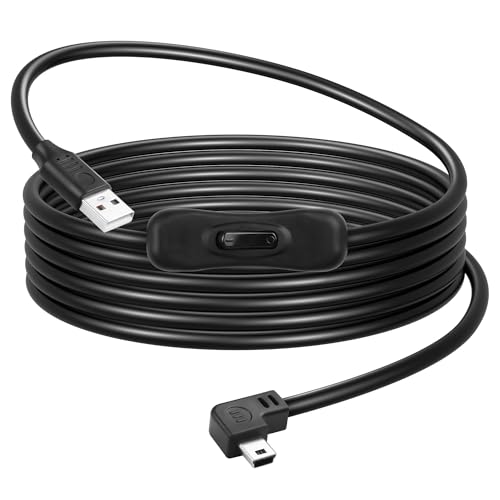 CERRXIAN USB-A-auf-Mini-USB-Kabel mit Ein-/Aus-Schalter, Typ-A-2.0-Stecker auf abgewinkeltes Mini-B-Kabel, Datenlade-Schalterkabel für PC, Laptop, Auto-Dashcam, Digitalkamera (Linker Winkel, 2m) von CERRXIAN