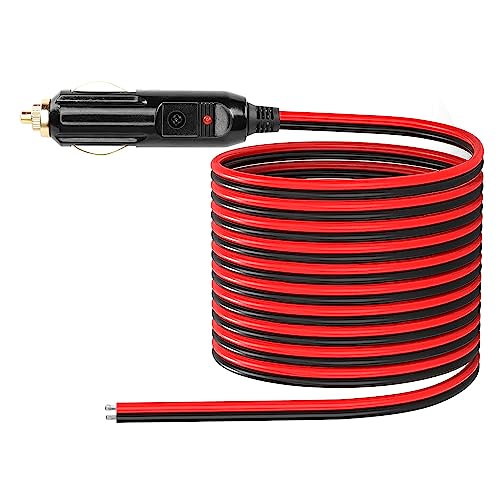 CERRXIAN Zigarettenanzünder-Steckerkabel, 12 V, Ersatz-Zigarettenanzünder, mit 20 A Sicherung, 13 AWG verzinnter Enddraht (2 m) von CERRXIAN