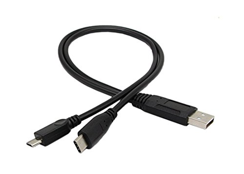 USB C (Typ C) Y Splitterkabel, CERRXIAN USB 2.0 A Stecker auf USB C Typ C Stecker und Mikro-USB-Stecker, 30 cm Lade- und Datenkabel von CERRXIAN