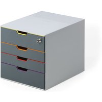 Certeo - Durable 760627 Schubladenbox abschließbar (Varicolor 4 Safe) 4 Fächer, mit Etiketten zur Beschriftung, mehrfarbig von CERTEO