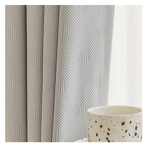 CERTNKI Eyelet,W135xL244cm, 2 Stück Gardinen Grau Baumwolle Leinen Einfarbige Verdunklungsvorhang Verdickt Textur Vorhänge Für Wohnzimmer Schlafzimmer von CERTNKI