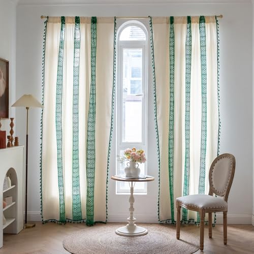 CERTNKI Spleißen Von Grünen Durchscheinenden Vorhängen Hohle Voile Transparente Vorhänge Durchsichtige Vorhänge Aus Tüll Aus Voile Mit Quastenrand,Hook up,H250xB100cm CERTNKI Spleißen Von Grünen Durchscheinenden Vorhängen Hohle Voile Transparente Vorhänge Durchsichtige Vorhänge Aus Tüll Aus Voile Mit Quastenrand,Hook up,H250xB100cm von CERTNKI